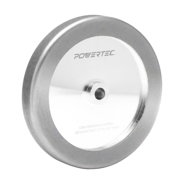 8 in. x 1-1/4 in. W, 5/8 in. Arbor, 4-in-1 CBN Sharpening Wheel, 180 Grit w. Radius Edge and Side Face for Bench Grinder