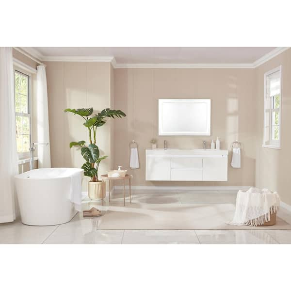 Vanity Art Bourges 55 in. x 28.3 in. Soaking Bathtub with Left Drain in  White/Polished Chrome VA6522-S - The Home Depot