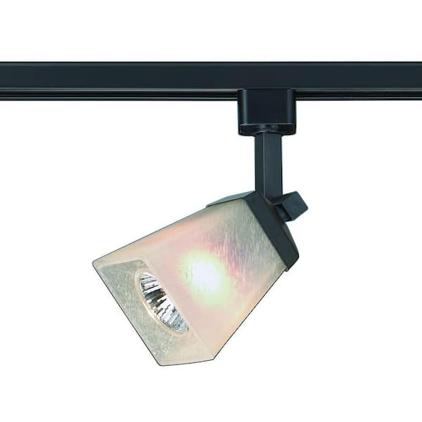 Commercial Electric 1-Light Matte Black Linen Glass Linear Track Lighting Head