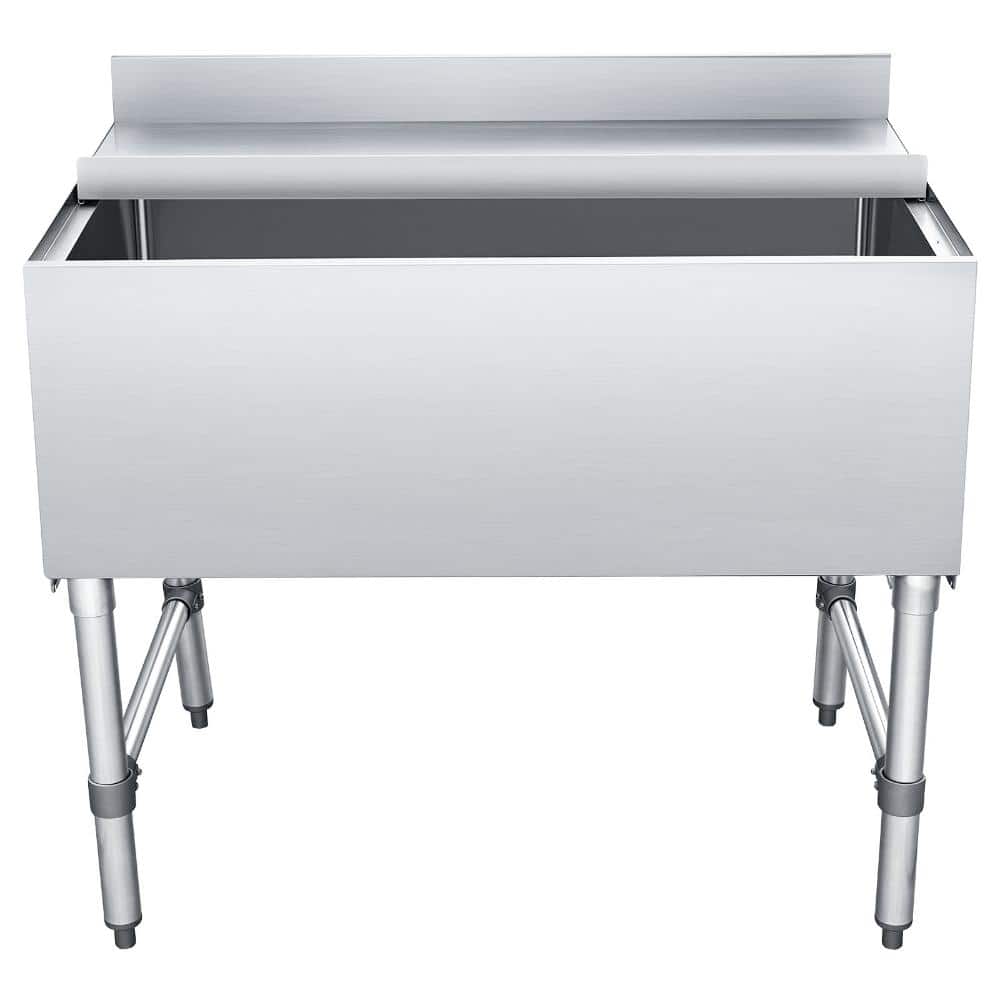 Commercial Ice Bin 134.7 qt., 36 x 24 x 33 in. Stainless Steel Ice Chest, Sliding Lid, 24 Hour Insulation, NSF