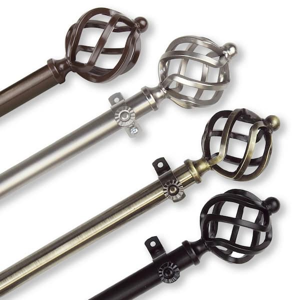 Rod Desyne 18 in. - 28 in. Telescoping Single Curtain Rod Kit in Satin Nickel with Twist Finial