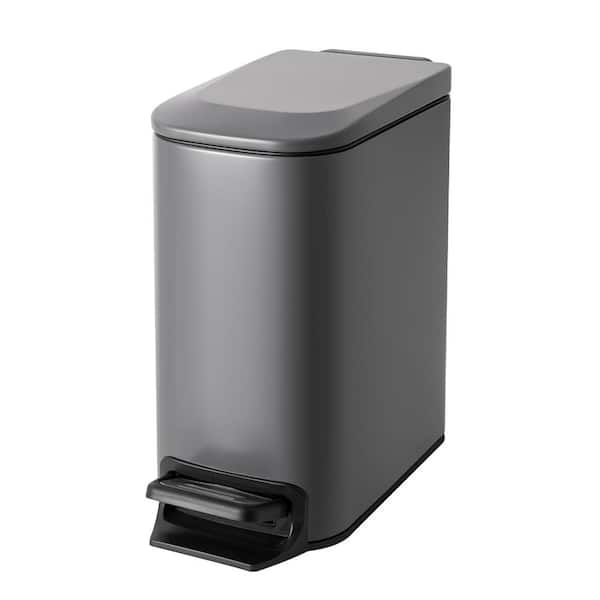 ITOPFOX Bathroom 1.6 Gal. Gray Metal Household Trash Can Step Lid