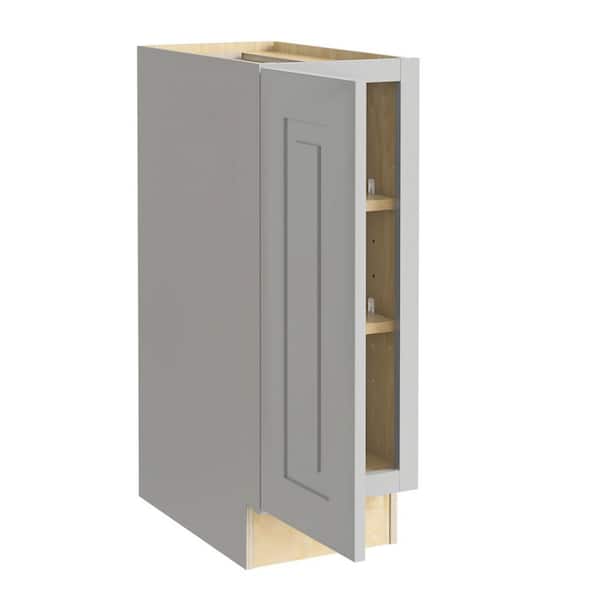 Home Decorators Collection Grayson 12 in. W x 21 in. D x 34.5 in. H Assembled Plywood Full Height Door Base Bath Cabinet in Pearl Gray LH