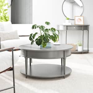 Aberleigh, 36 in. Graphite Gray, Round, Wood Top Coffee Table