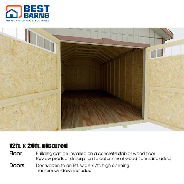 Best Barns - Tailored Titan 12 ft. x 24 ft. Wood Garage Kit with Classic Transom Doors and High Side Walls