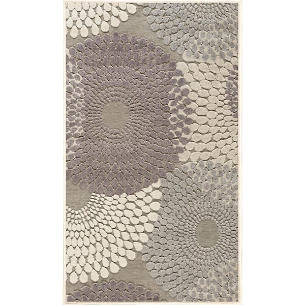 Nourison Graphic Illusions Grey 2 ft. x 4 ft. Geometric Modern Kitchen Area Rug