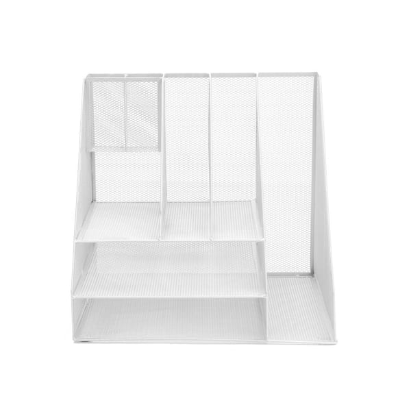 Mind Reader Mesh Desk Organizer 8 Compartments Desktop Tray For Folders, Mail, Stationary, Desk Accessories, White