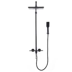 Single Handle 1-Spray Wall Mount Shower Faucet 1.8 GPM with High Pressure Brass Exposed Shower System in Matte Black