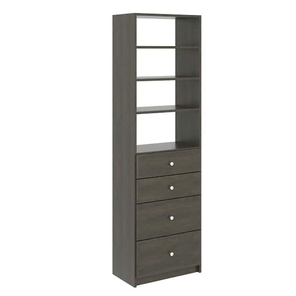 SimplyNeu SNT5-SK 14 in. W D x 25.375 in. W x 84 in. H Bistro Drawer and Shelving Tower Wood Closet System - 1