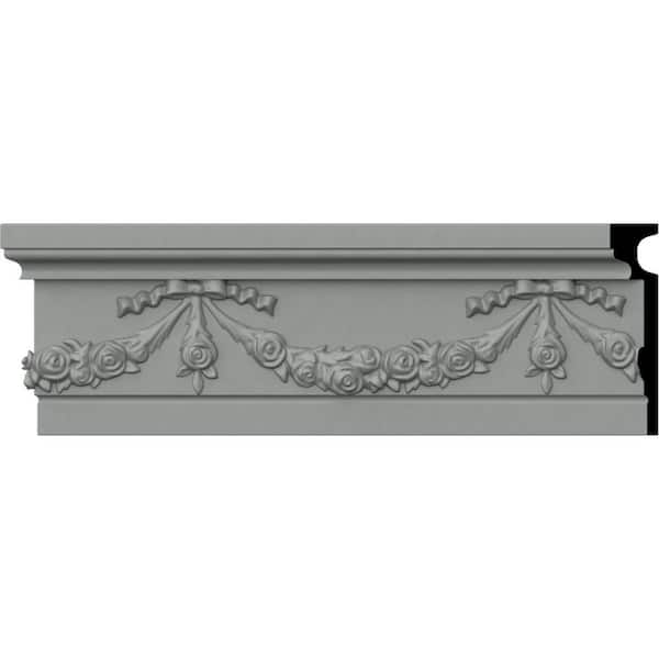 Ekena Millwork SAMPLE - 1-5/8 in. x 12 in. x 7-1/8 in. Polyurethane Floral Swag Chair Rail Moulding