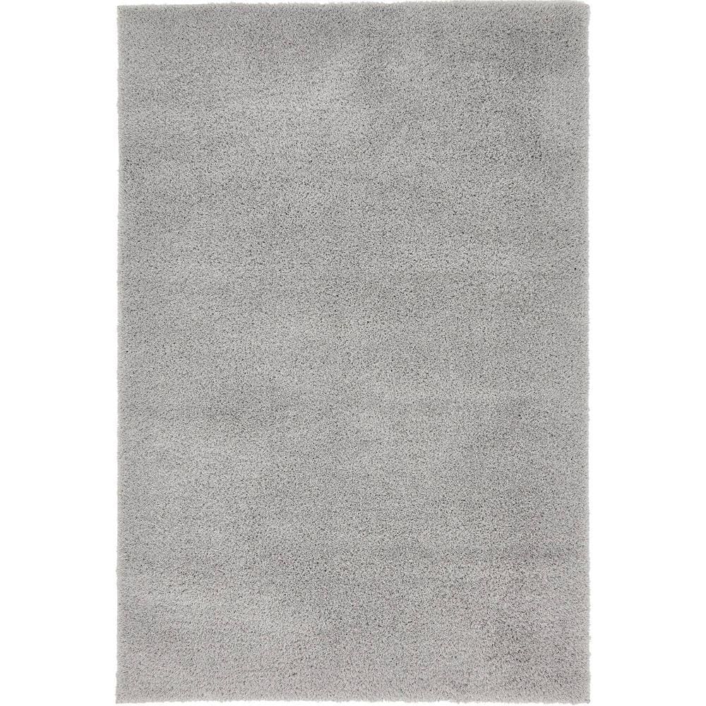 Serenity Soft Shag 4' x 6' Light Gray Rectangular Rug for Kids