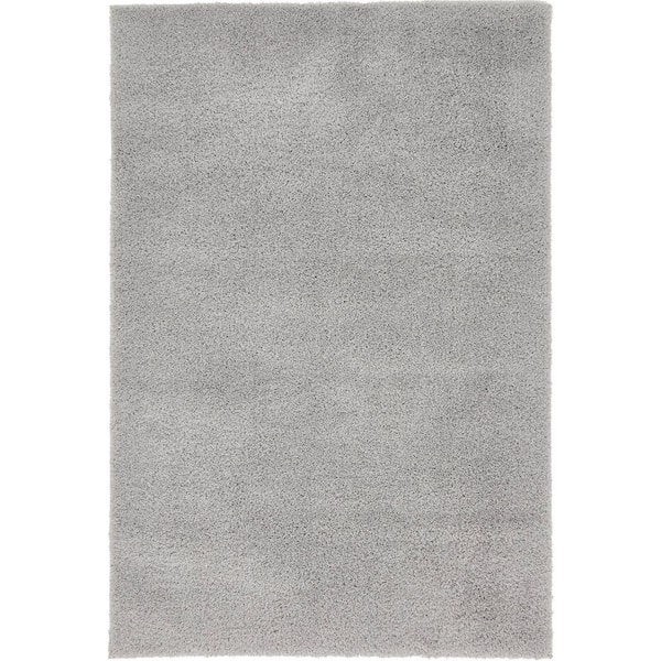 Unique Loom Studio Solid Shag Light Gray 4' 0 x 6' 0 Area Rug