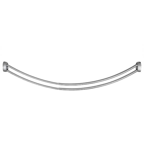 Utopia Alley 72 in. Rustproof Wall Mounted Aluminum Double Curved Shower Curtain Rod, Adjustable from 45 in. to 72 in., Chrome