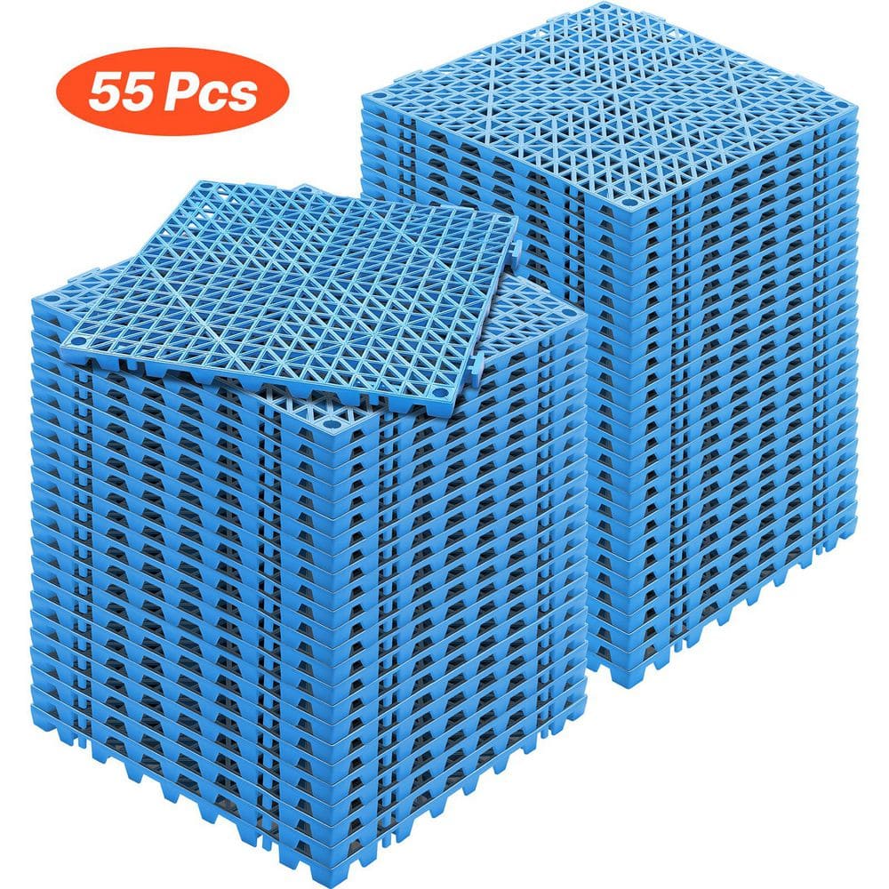 Interlocking Tile 55PCS, Drainage Tiles, Blue, 12 in. W x 12 in. L x 0.6 in. T, Soft PVC, Gym Flooring Mat, (55 sq. ft.) price history on PriceWatchPro