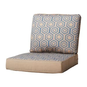 23 in. x 26 in. 2-Piece Universal Outdoor Deep Seat Lounge Chair Cushion in Beige Geo (1-Pack)