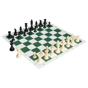 Tournament Chess Set 20 in. Roll-Up Beginner Chess Board Foldable Silicone Chess Game