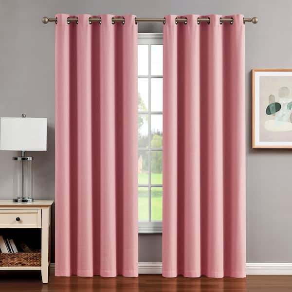 Chyna Coral Blackout Grommet Tiebacks Curtain 50 in. W x 84 in. L (2 -Panels)