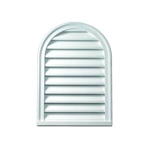 28 in. x 43 in. Round Top White Polyurethane Weather Resistant Gable Louver Vent