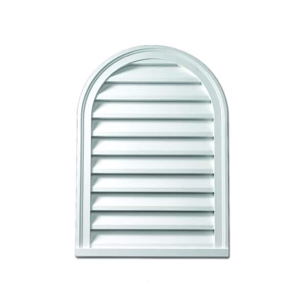 Fypon 12 in. x 24 in. Round Top White Polyurethane Weather Resistant Gable Louver Vent