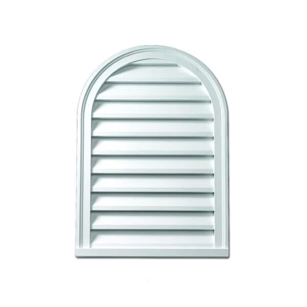 Fypon 14 in. x 22 in. Round Top White Polyurethane Weather Resistant Gable Louver Vent