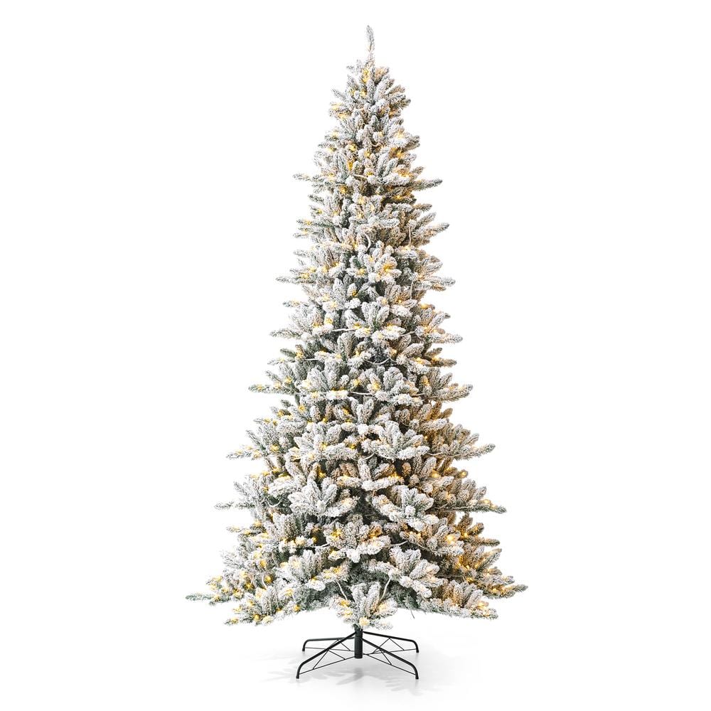 7.5ft Snow Flocked Fir Christmas Tree with Warm White Lights