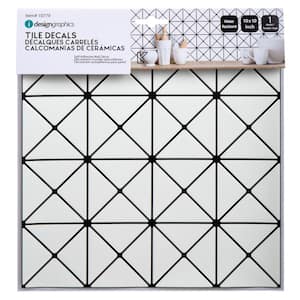 Self-Adhesive 10 x 10 in. White 6-Pieces Peel and Stick Geometric Wall Tiles