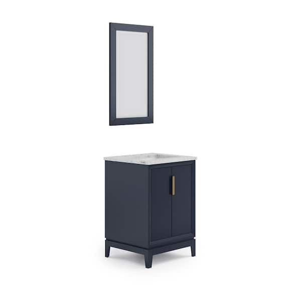 Elizabeth Collection 24 in. Bath Vanity in Monarch Blue With Vanity Top in Carrara White Marble - With Mirror(s)