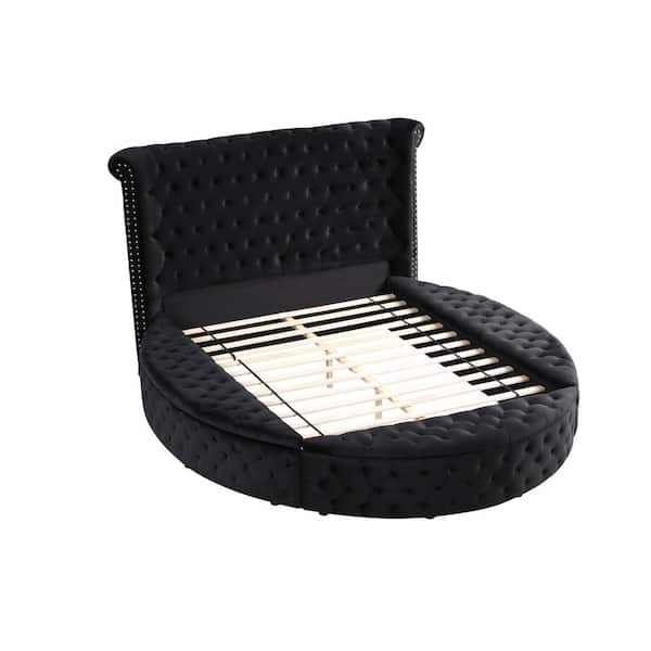 Isabella Black King Tufted Round Platform Bed