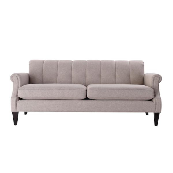 Jennifer Taylor Giotto 75 in. Taupe Channel Tufted Polyester 3-Seater Lawson Sofa with Removable Cushions