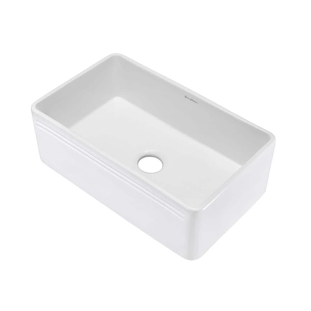 Delice 30 x 18 White Ceramic Farmhouse Kitchen Sink