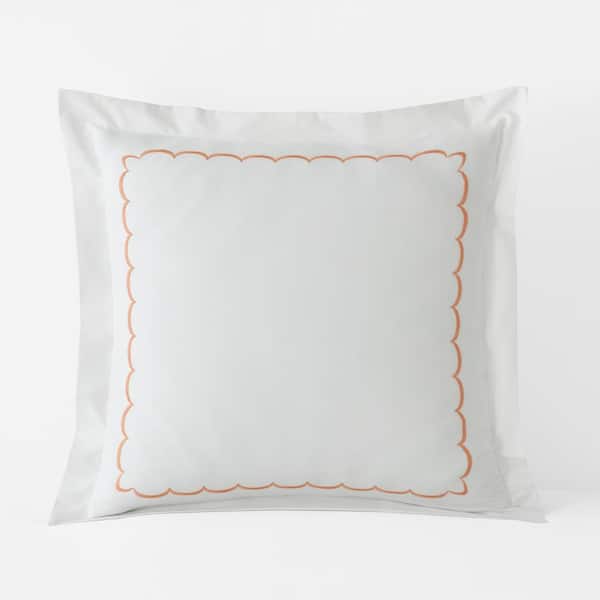 The Company Store Legends Hotel Embroidered Scallop Melon Geometric Cotton Percale Euro Sham