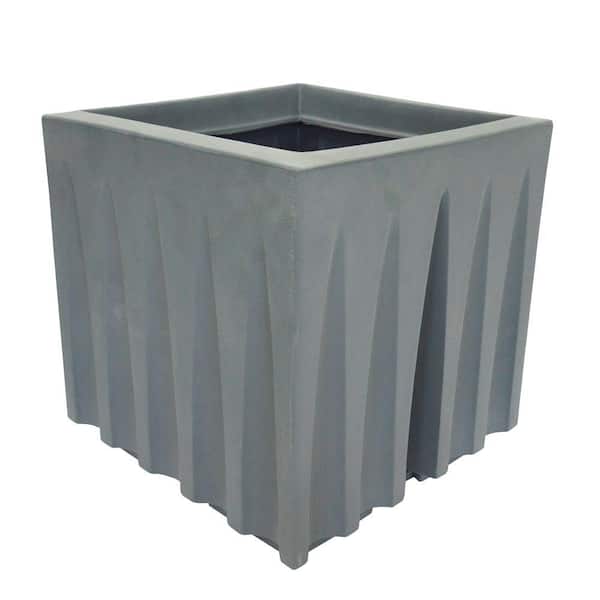 FLORIDIS Dubai 15.7 in. x 15.7 in. Cement-Colored Polyethylene Resin Square Planter
