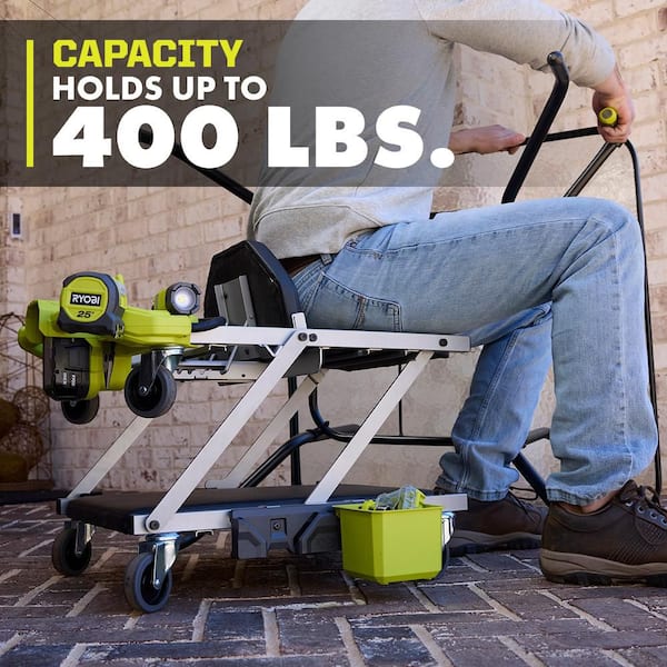 RYOBI - ONE+ 18V Cordless Automotive Dual Function 400 lb. Capacity, 800 Lumen Lighted Mechanic Garage Creeper Seat (Tool Only)