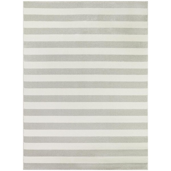 BALTA Scott Light Grey 5 ft. x 7 ft. Striped Area Rug