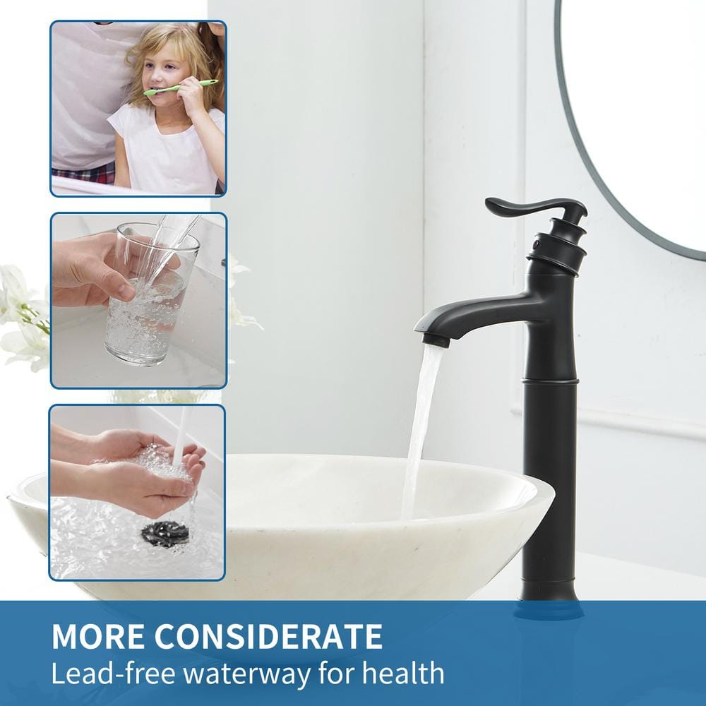Matte Black Single Handle High Arc Vessel Sink Faucet