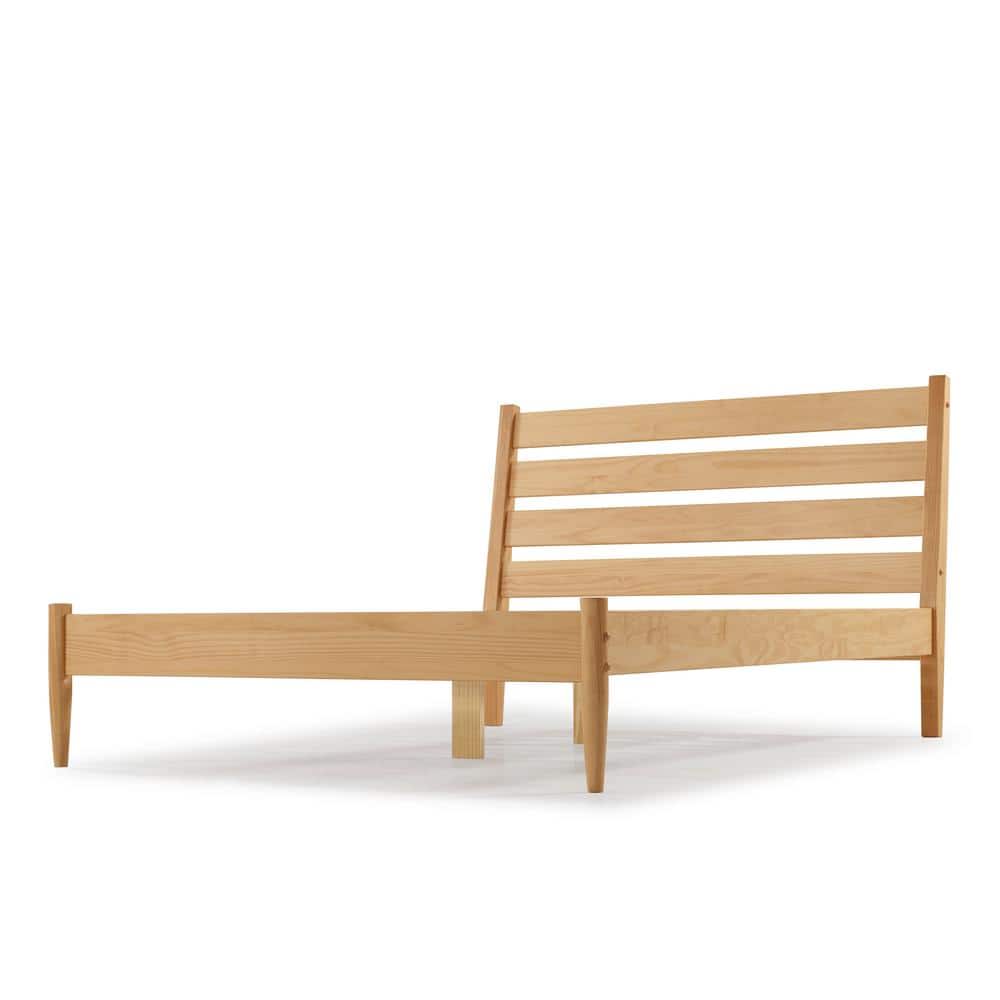 Scandinavian Oak Queen Platform Bed with Slatted Headboard