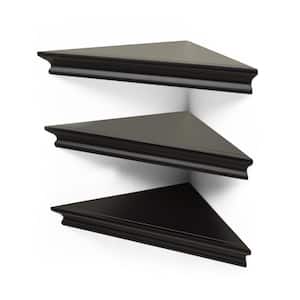 Set of 3 High-Quality & Sturdy Providence Reilly Triangle Floating Corner Wall Shelves, 11 inches, Black