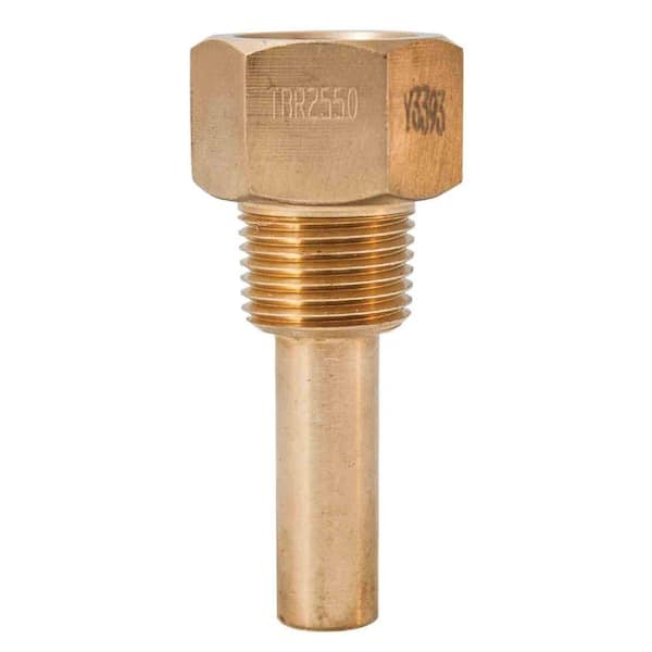 Winters Instruments TBR Series 2.5 in. Brass Thermowell with 1/2 in. NPT Connection and 1 3/8 in. Insertion Length