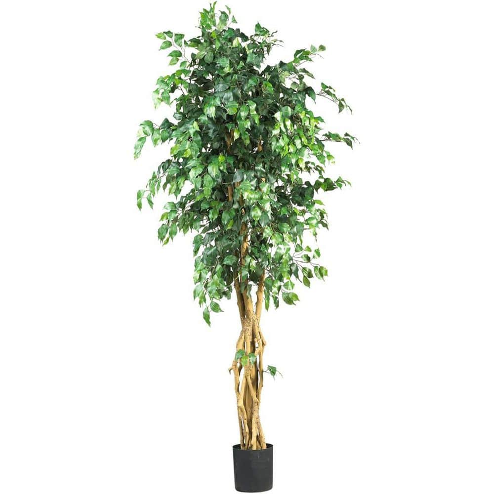6 ft. Artificial Ficus Tree in Black Pot, Artificial Indoor Home Decor Plant