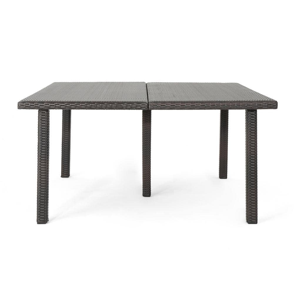Rattan outdoor large dining table for patio garden backyard brown
