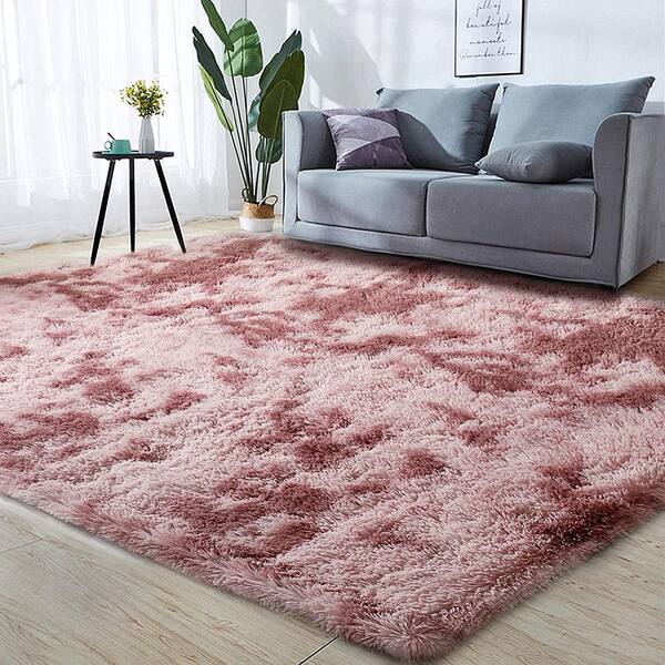 Soft Fluffy Thick Dense Pile Solid Hot Pink Non-Skid Shaggy Shag Pile Area Rug 