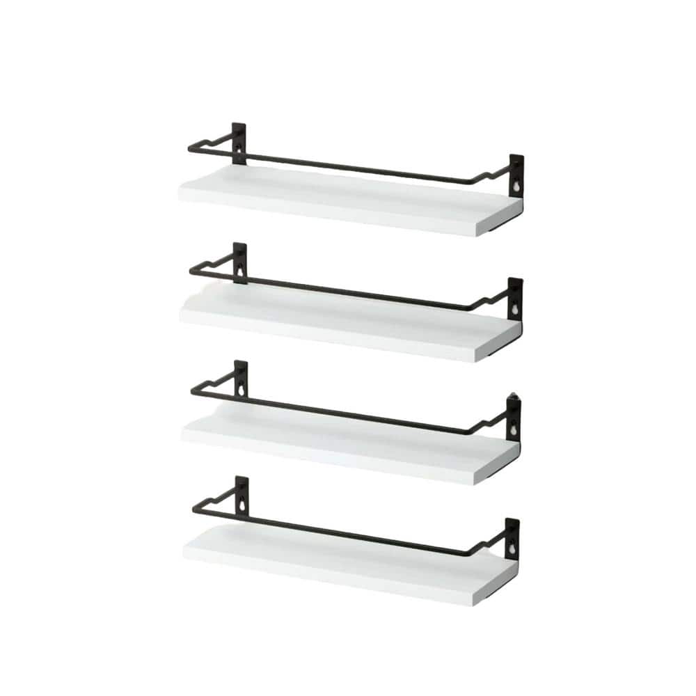 13.78 in. W x 4.72 in. D White Decorative Wall Shelf, (Set of 4)