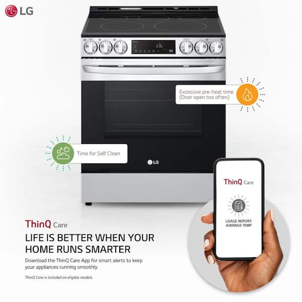 LG LSEL6333D 30 Inch Electric Slide-In Smart Range with 5 Elements, 6.3 cu  ft. Convection Oven, UltraHeat™ Element, Storage Drawer, Air Fry, and  EasyClean®+Self Clean: PrintProof™ Black Stainless Steel