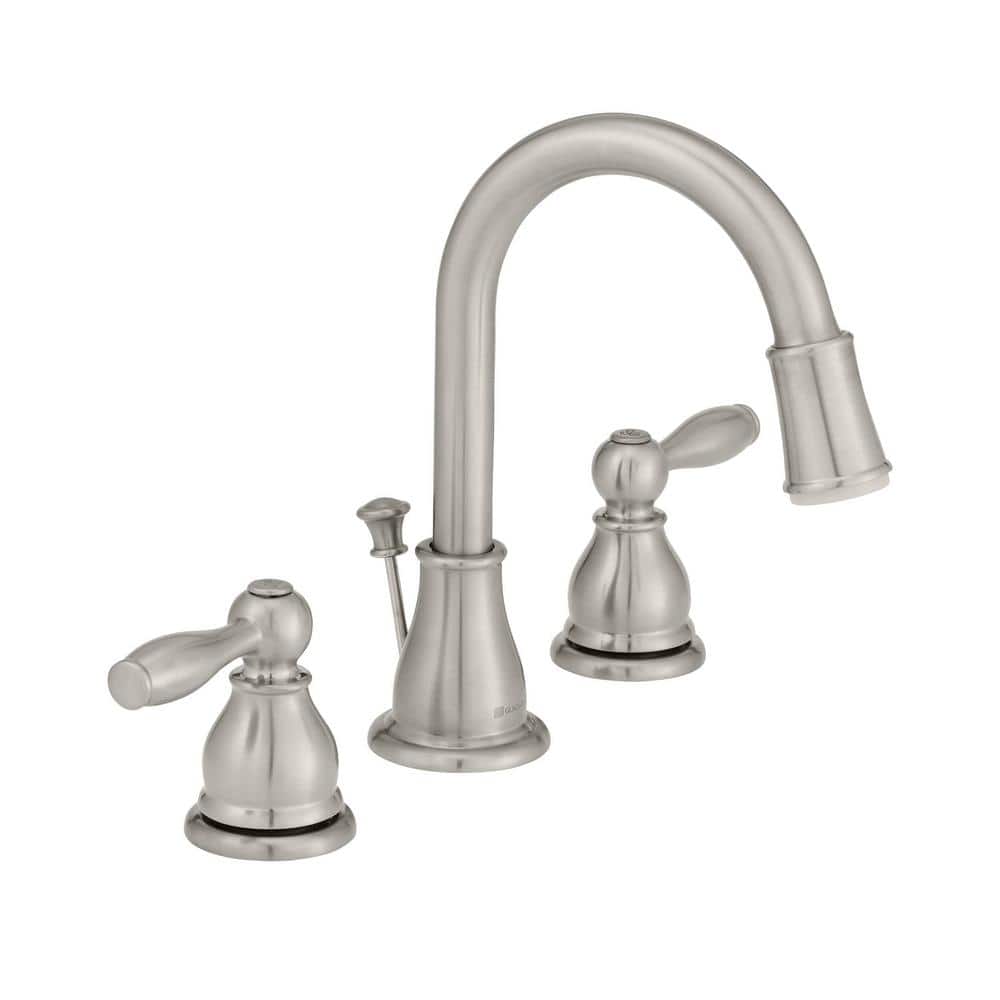 Glacier Bay Mandouri 8 In Widespread 2 Handle Led High Arc Bathroom Faucet In Brushed Nickel Hd67817w 6a04 The Home Depot