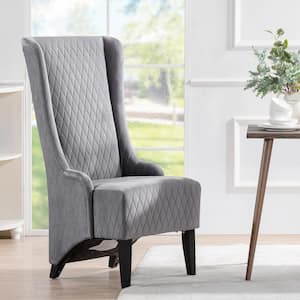 Gray Fabric Wide Wing Back Side Chair for Living Room