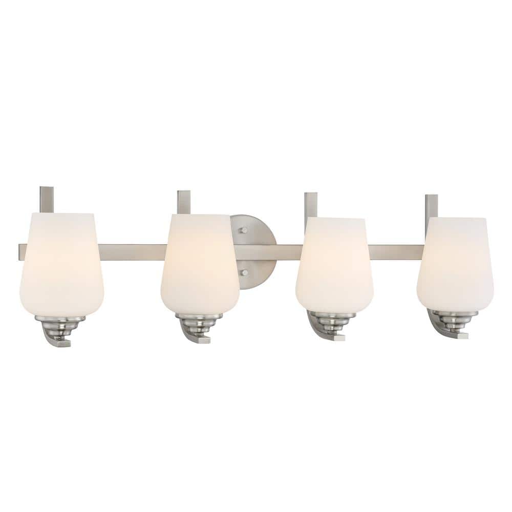 Shyloh Brushed Nickel 4-Light Vanity with Etched Opal Glass