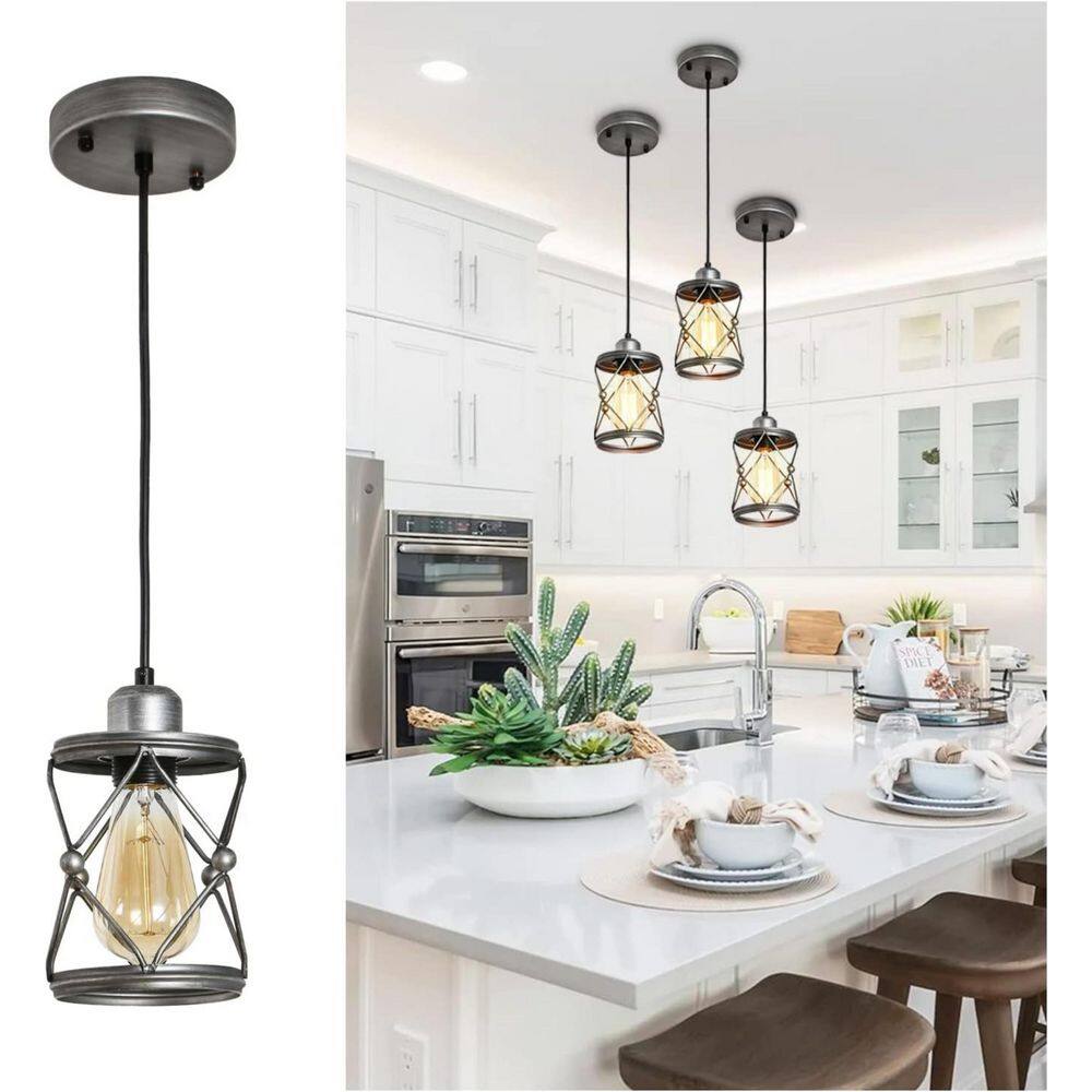 Industrial 60-Watt 1-Light Brushed Nickel Pendant Light with Metal Cylinder Shade and No Light Bulb Included price history on PriceWatchPro