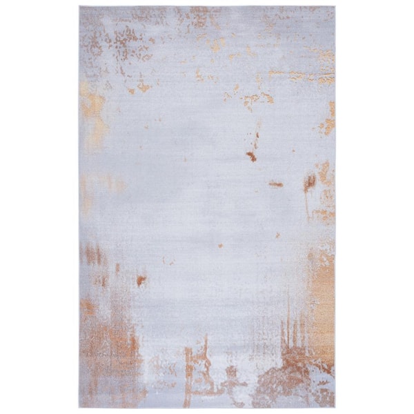 SAFAVIEH Tacoma Gray/Rust 9 ft. x 12 ft. Machine Washable Abstract Distressed Area Rug