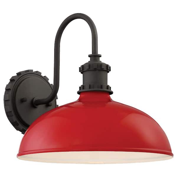 the great outdoors by Minka Lavery Escudilla Collection 1-Light Red Gloss Outdoor Wall Lantern Sconce