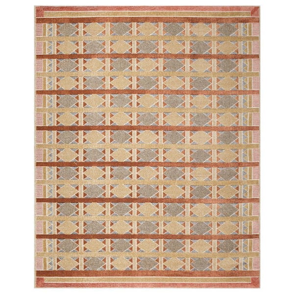 Nourison Nordic Rust Multicolor 8 ft. x 10 ft. Geometric Contemporary Area Rug